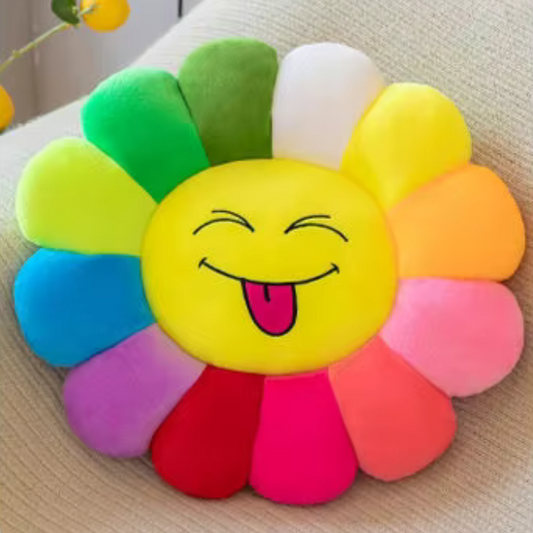 Playful Smiley Sunflower Pillow