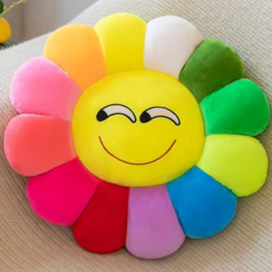 Mischievous Smiley Sunflower Pillow