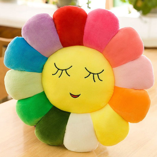 Shy Smiley Sunflower Pillow