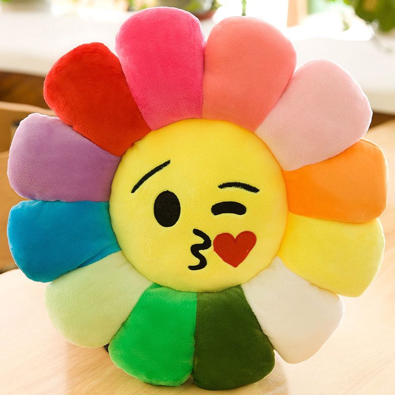 Winking Smiley Sunflower Pillow